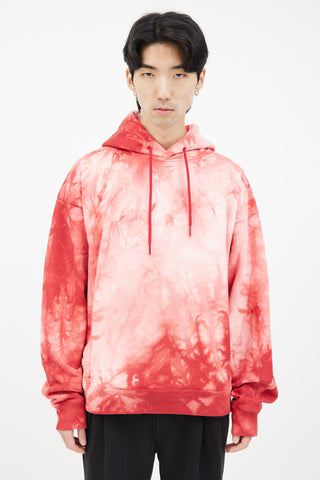 Martine Rose Red Cotton Tie Dye Hoodie