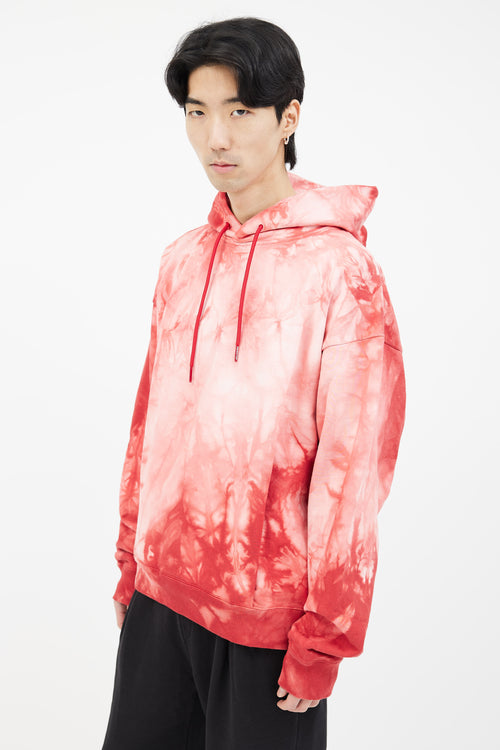 Martine Rose Red Cotton Tie Dye Hoodie