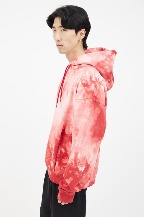 Martine Rose Red Cotton Tie Dye Hoodie