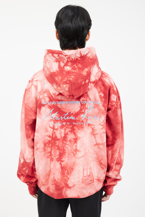 Martine Rose Red Cotton Tie Dye Hoodie