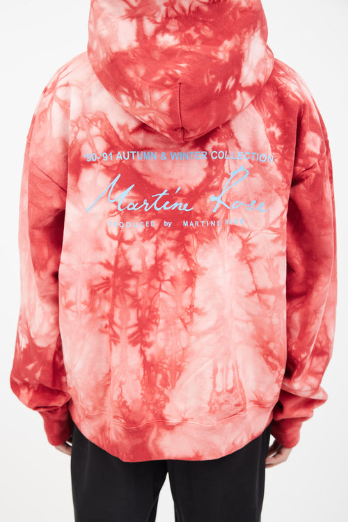 Martine Rose Red Cotton Tie Dye Hoodie