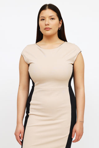 Max Mara Beige 
Navy Colour Block Dress