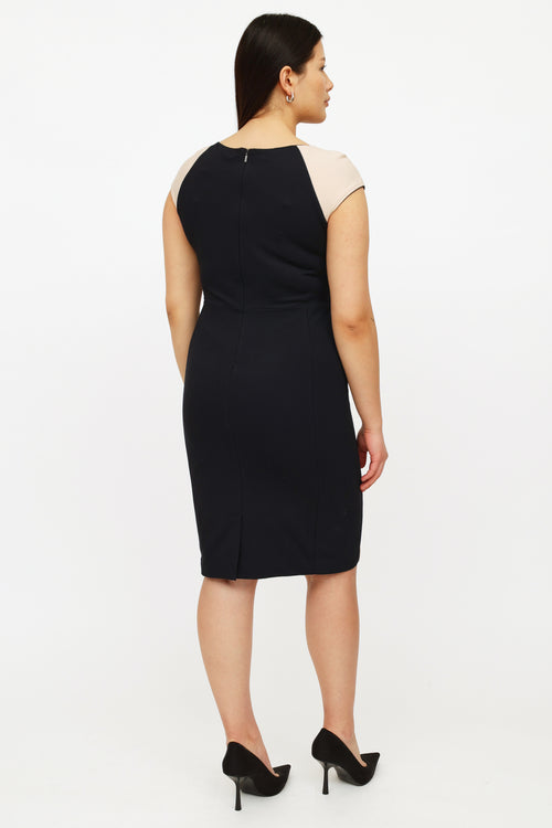 Max Mara Beige 
Navy Colour Block Dress