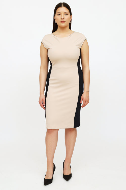 Max Mara Beige 
Navy Colour Block Dress