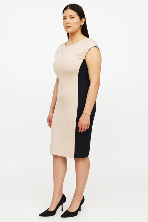 Max Mara Beige 
Navy Colour Block Dress