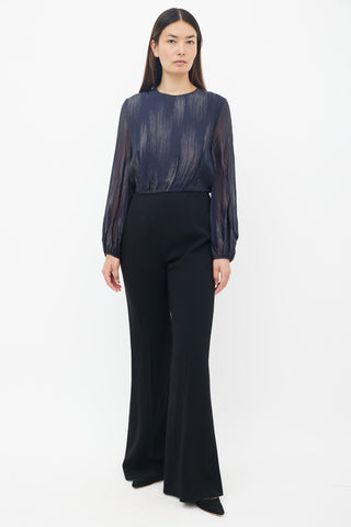 Max Mara Black 
Navy Metallic Jumpsuit