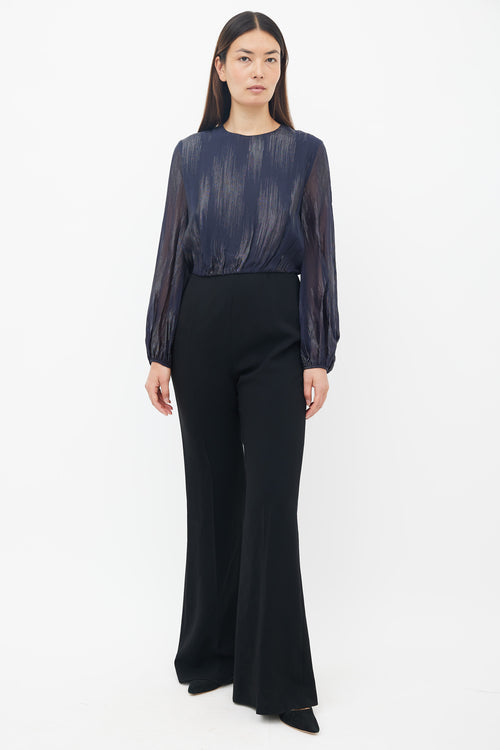 Max Mara Black 
Navy Metallic Jumpsuit