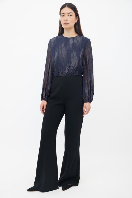 Max Mara Black 
Navy Metallic Jumpsuit