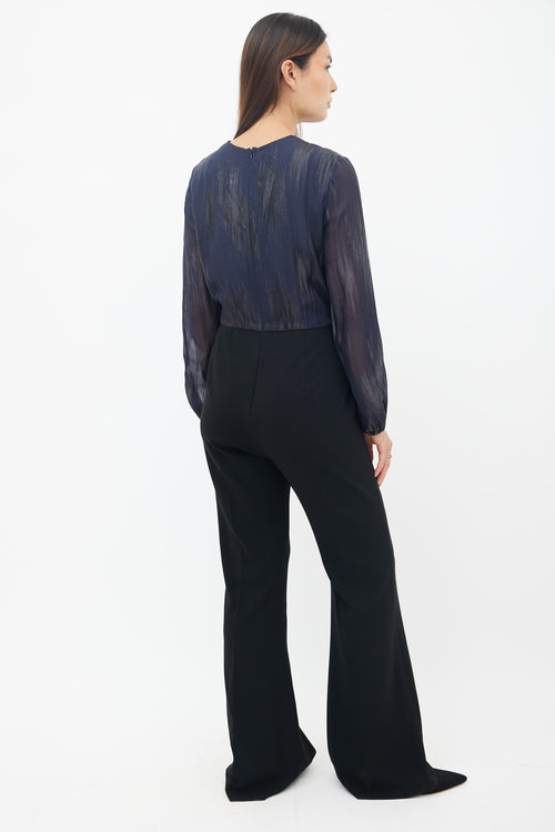 Max Mara Black 
Navy Metallic Jumpsuit