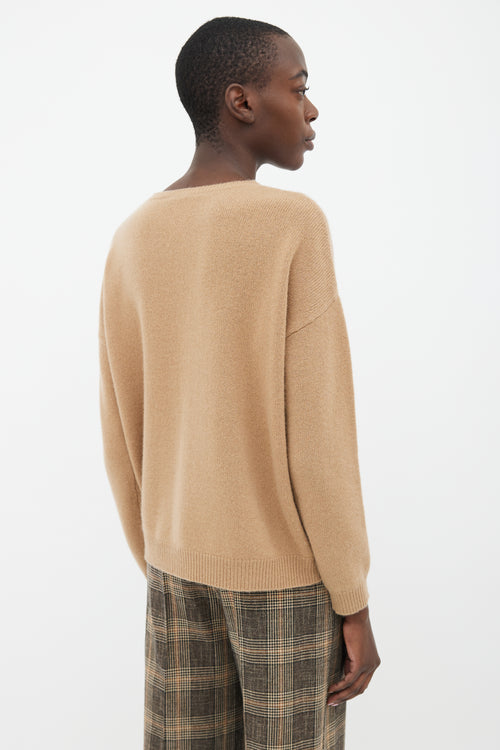 Max Mara Brown Knit Black Logo Sweater