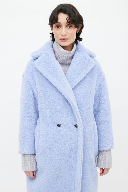 Max Mara Light Blue Two Pocket Teddy Coat