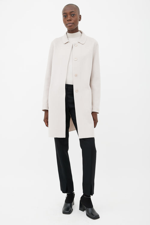 Max Mara Grey Wool Club Collar  Coat