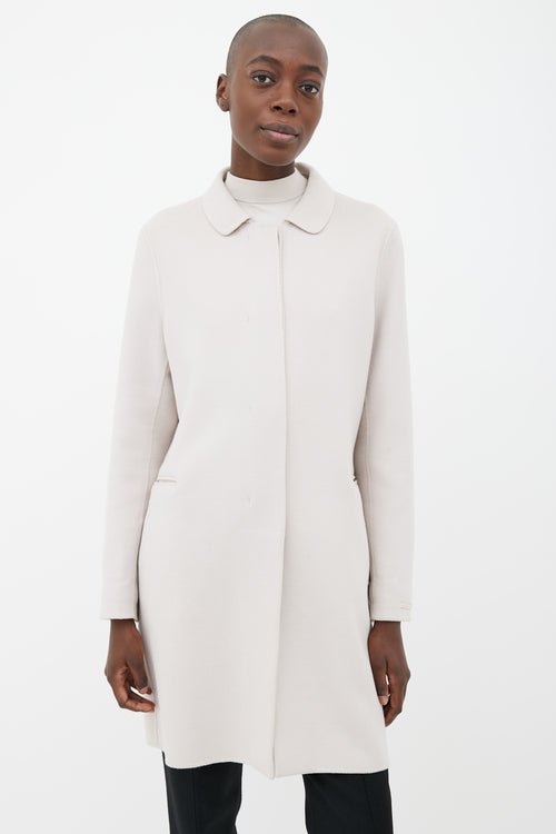 Max Mara Grey Wool Club Collar  Coat