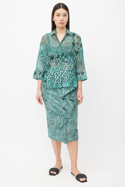 Max Mara Turquoise Printed Co-Ord Set