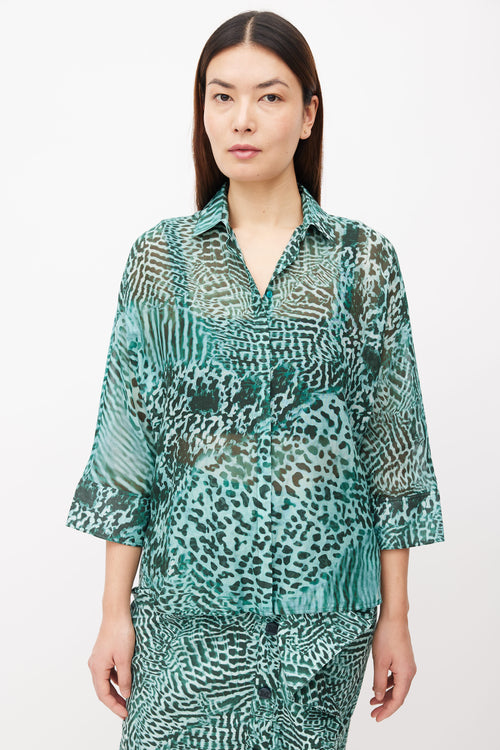 Max Mara Turquoise Printed Co-Ord Set