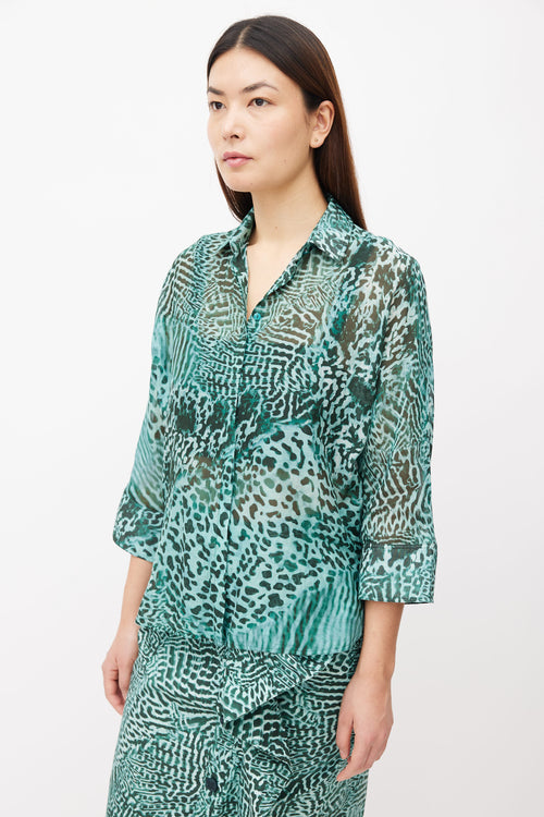 Max Mara Turquoise Printed Co-Ord Set