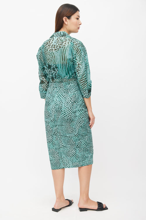 Max Mara Turquoise Printed Co-Ord Set