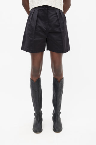 Max Mara Black High Waist Pleated Short