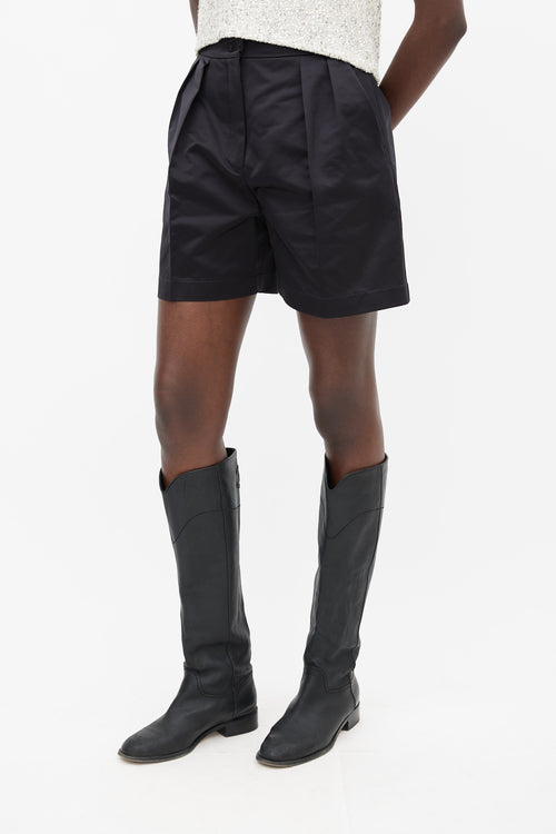 Max Mara Black High Waist Pleated Short