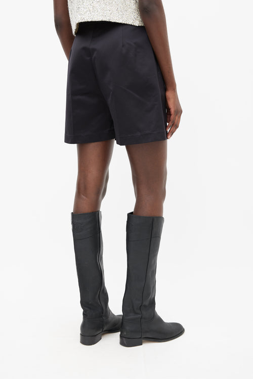 Max Mara Black High Waist Pleated Short