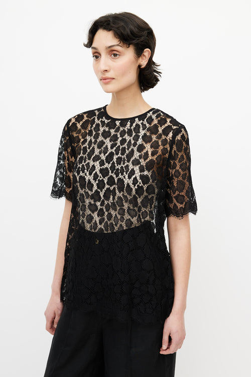 Max Mara Black Lace Sheer Top