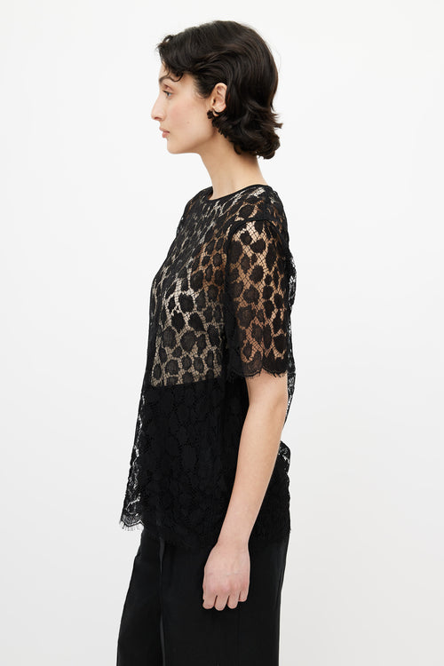 Max Mara Black Lace Sheer Top