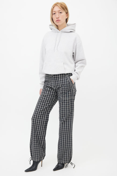 Max Mara Black 
White Plaid Straight Leg Trouser