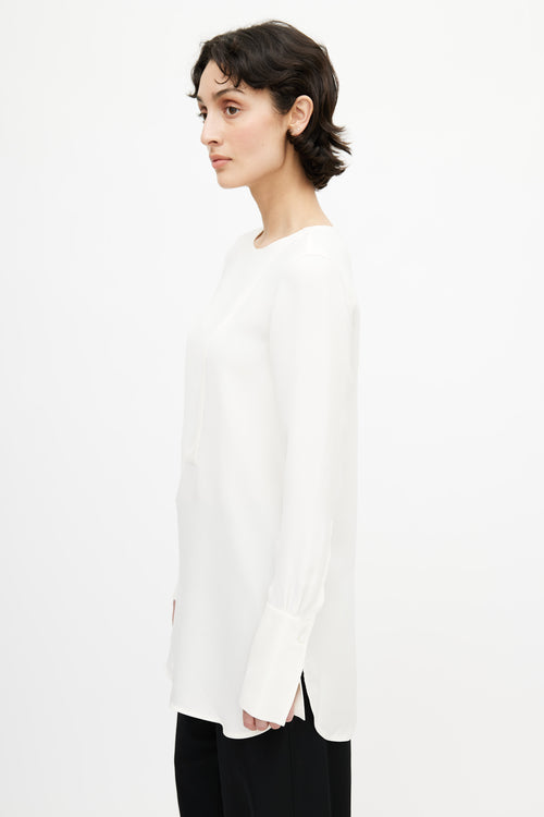 Max Mara Cream Silk Long Sleeve Blouse