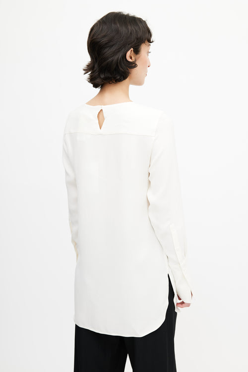 Max Mara Cream Silk Long Sleeve Blouse