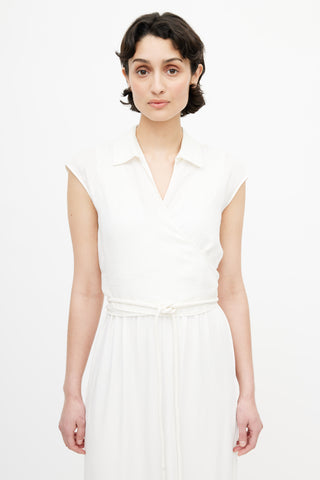 Max Mara White Linen Wrap Belted Dress