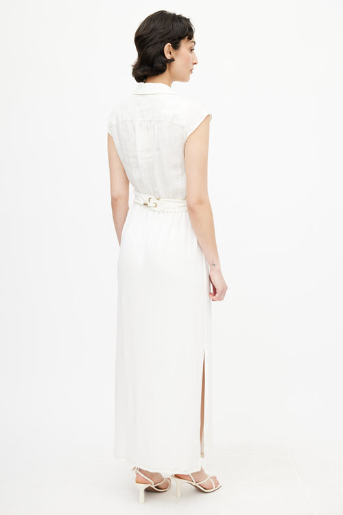 Max Mara White Linen Wrap Belted Dress