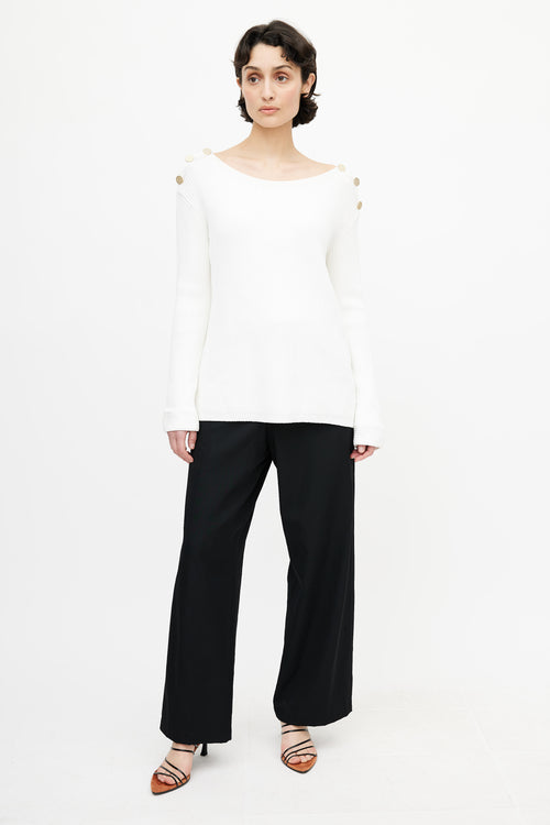 Max Mara White Rib Knit Sweater