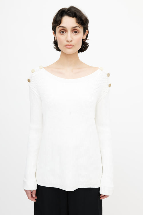 Max Mara White Rib Knit Sweater