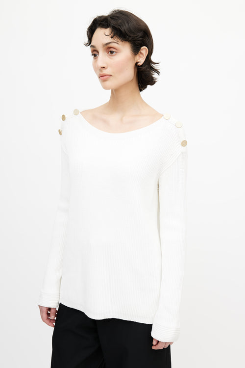 Max Mara White Rib Knit Sweater