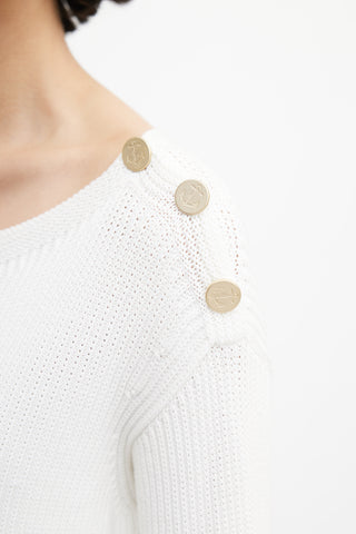 Max Mara White Rib Knit Sweater