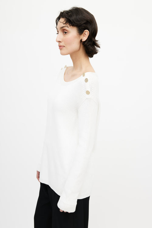 Max Mara White Rib Knit Sweater