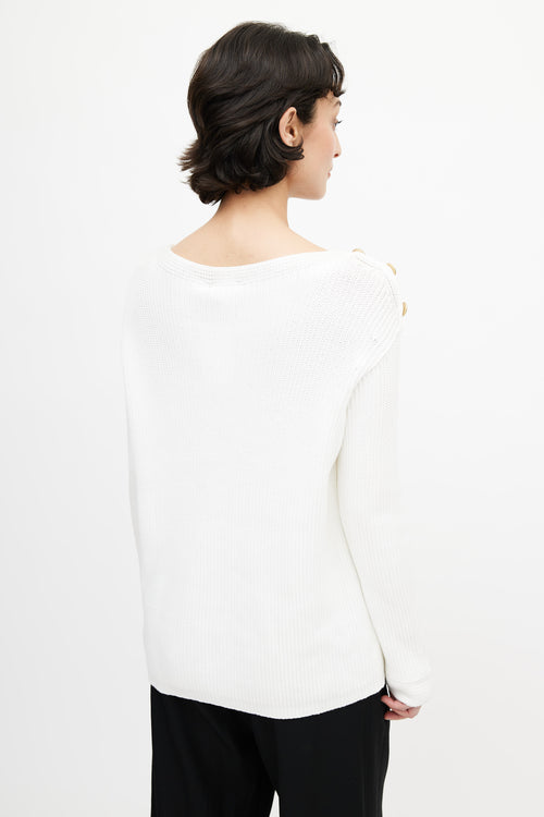 Max Mara White Rib Knit Sweater