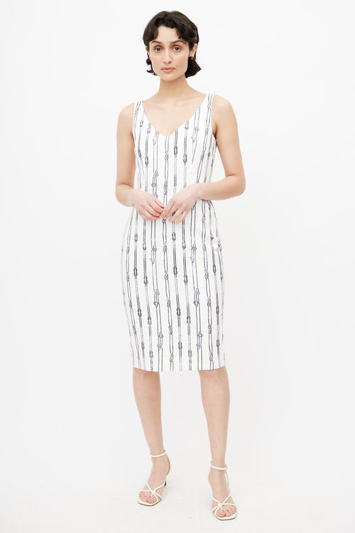 Max Mara White 
Black Rope Print Dress