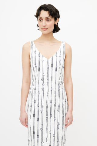 Max Mara White 
Black Rope Print Dress