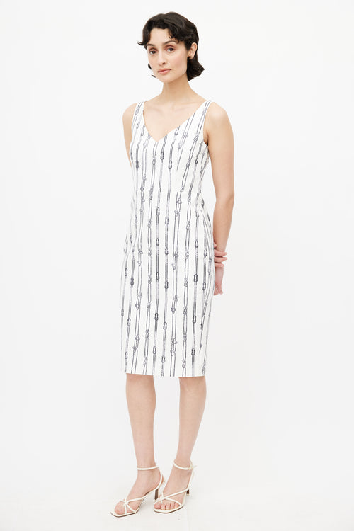 Max Mara White 
Black Rope Print Dress