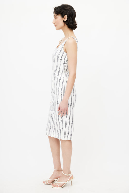 Max Mara White 
Black Rope Print Dress