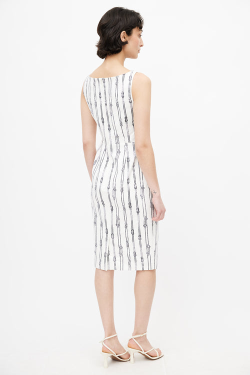 Max Mara White 
Black Rope Print Dress