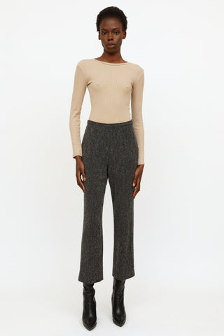 Max Mara Grey Wool Wide Leg Trousers