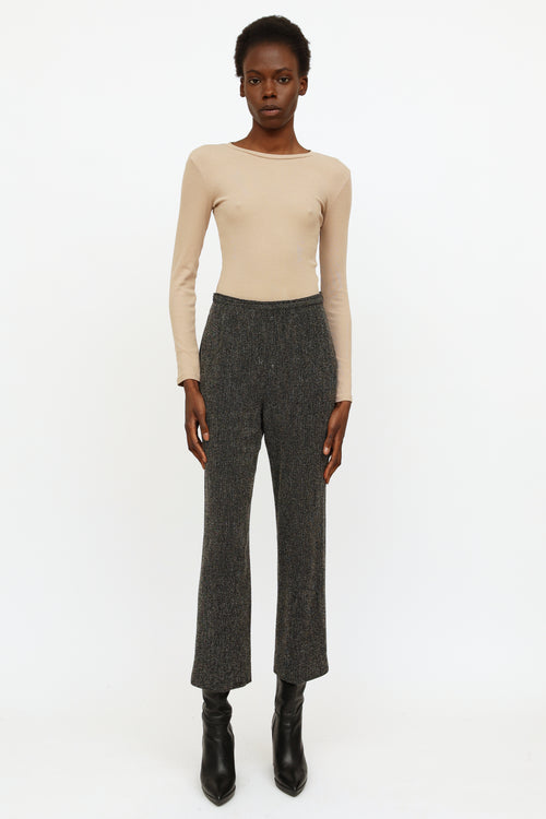 Max Mara Grey Wool Wide Leg Trousers