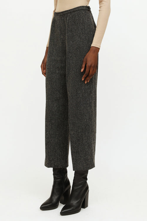 Max Mara Grey Wool Wide Leg Trousers