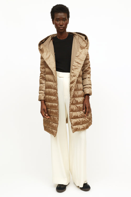 Max Mara Tan Reversible Puffer Coat