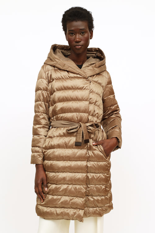 Max Mara Tan Reversible Puffer Coat