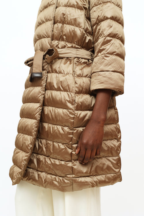 Max Mara Tan Reversible Puffer Coat