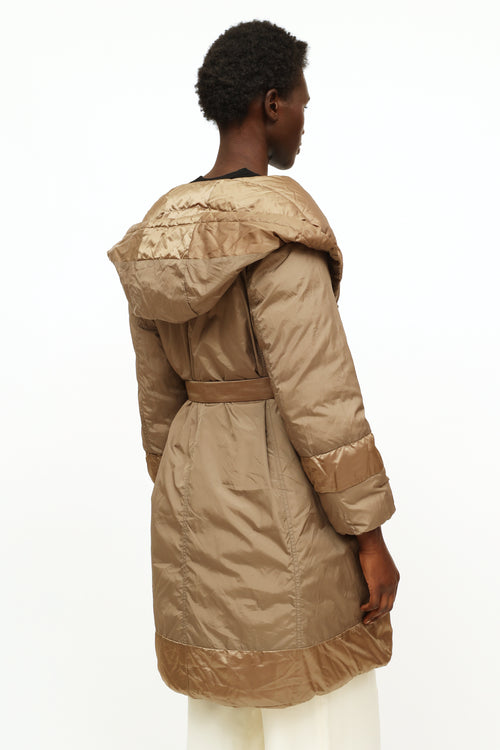 Max Mara Tan Reversible Puffer Coat