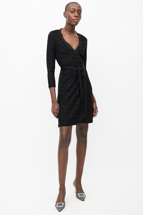 Missoni Black Knit Sparkle Stripe Wrap Dress